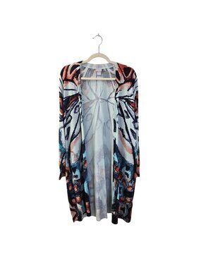 Chico's Butterfly Print Longline Open Cardigan Sweater Size Chico's 4/XXL